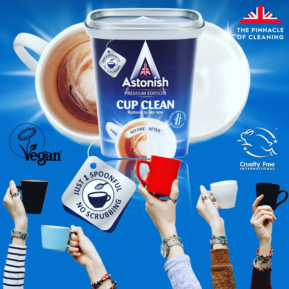 Bột tẩy rửa cặn trà cà phê, tẩy lồng máy giặt Astonish 350g Anh Quốc mẫu mới