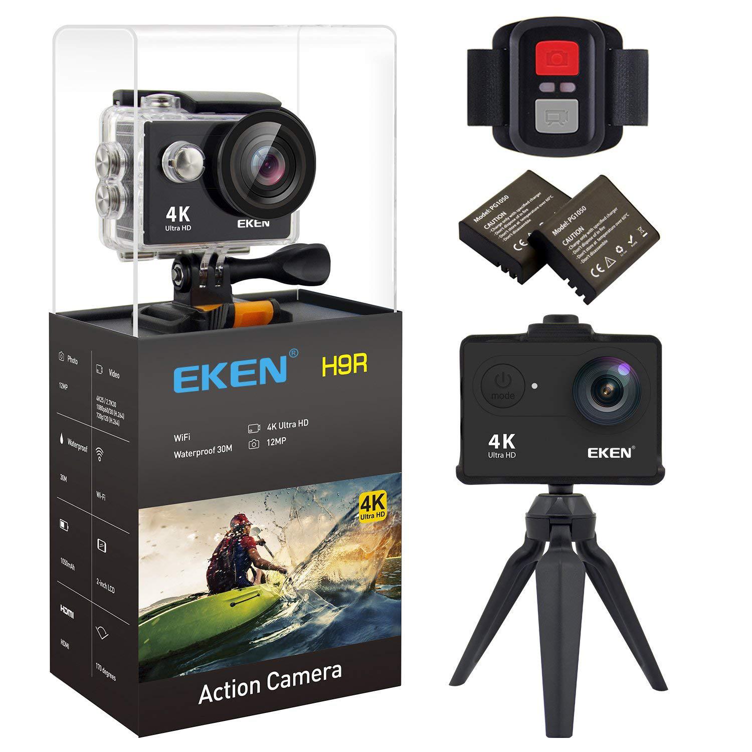 Camera hành trình sports Eken HR9 Ultra HD Wifi quay video 4K tặng đầy đủ bộ phụ kiện lắp đặt trên cả ô tô xe máy - Hàng nhập khẩu nguyên bộ