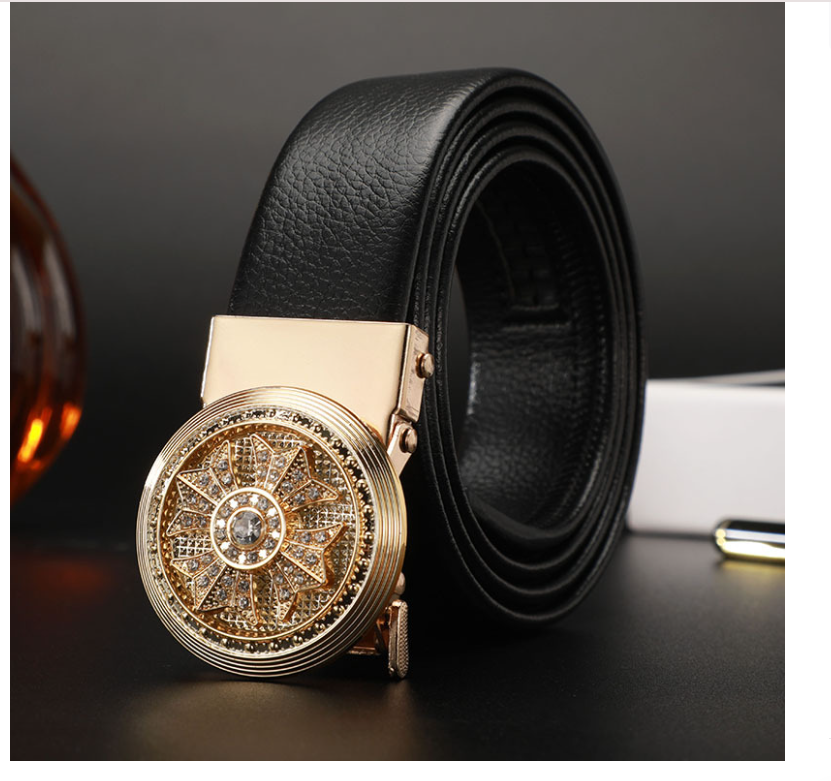 Thắt lưng da nam mặt khóa tự động và khóa xoay hợp kim cao cấp phong cách hàn quốc