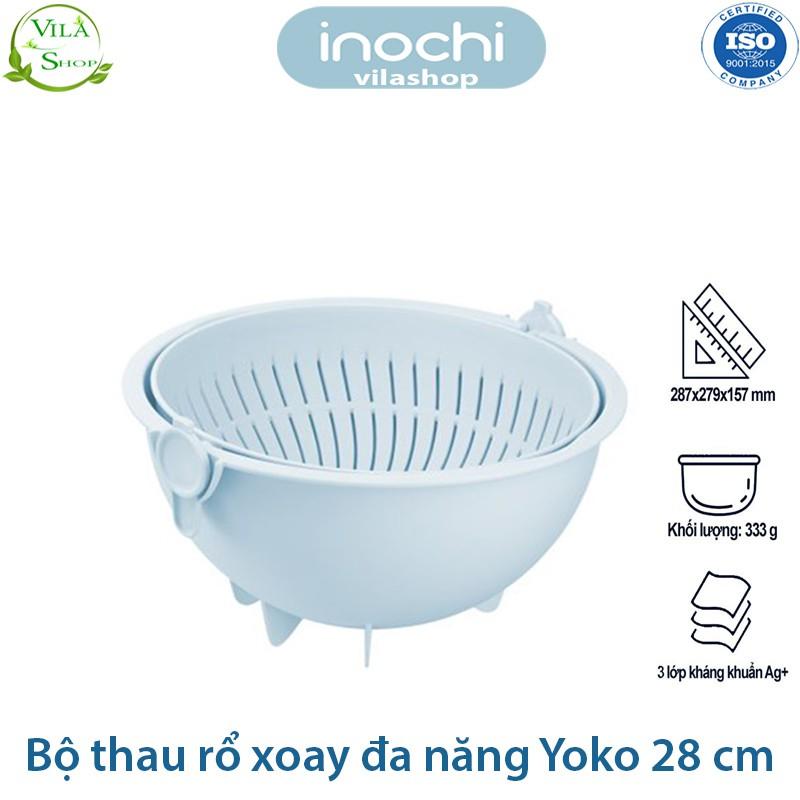 Thau Rổ Nhựa, Bộ Thau Rổ Xoay Đa Năng Yoko 28 cm, Chính Hãng Inochi Nhựa PP Nguyên Sinh - Kháng Khẩu - Khử Mùi