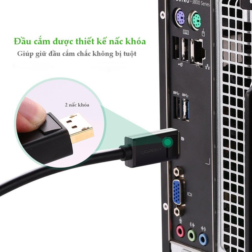 Dây cáp DisplayPort 2 đầu đực tốc độ 21.6Gbps UGREEN DP102 - Hàng Nhập Khẩu