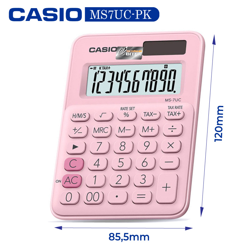 Máy tính Casio MS-7UC, Bảo hành 7 năm - Giao màu ngẫu nhiên - Hàng chính hãng Bitex