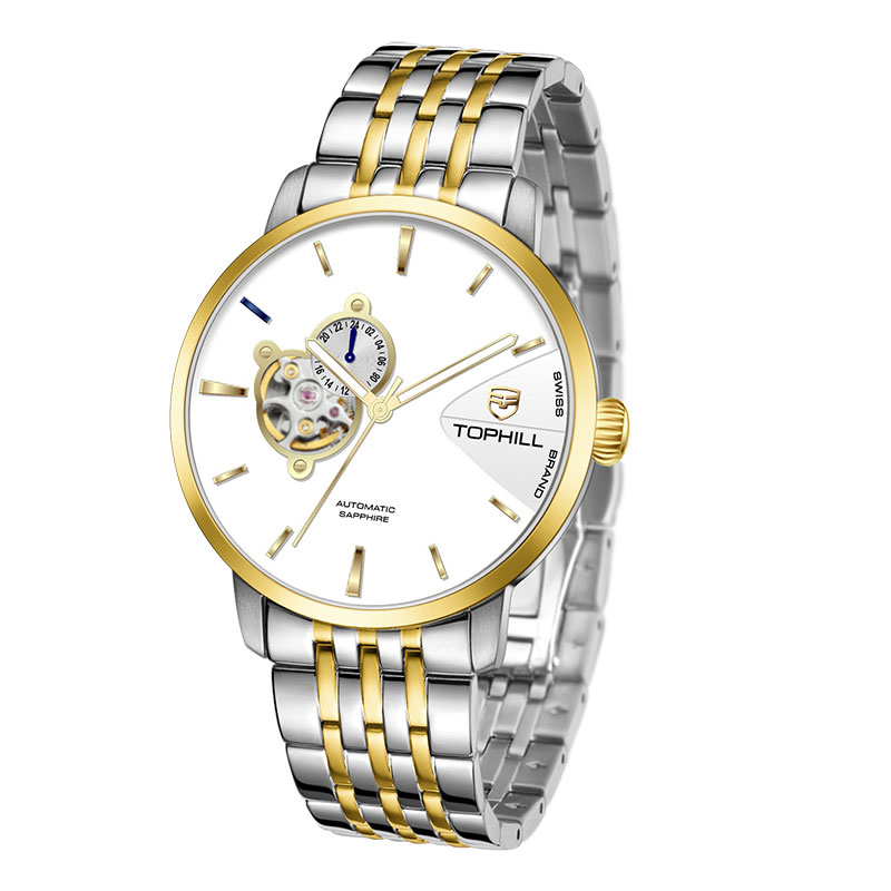 ĐỒNG HỒ TOPHILL TW083G.S6258 Dây và vỏ thép 316L, máy automatic, kính sapphire