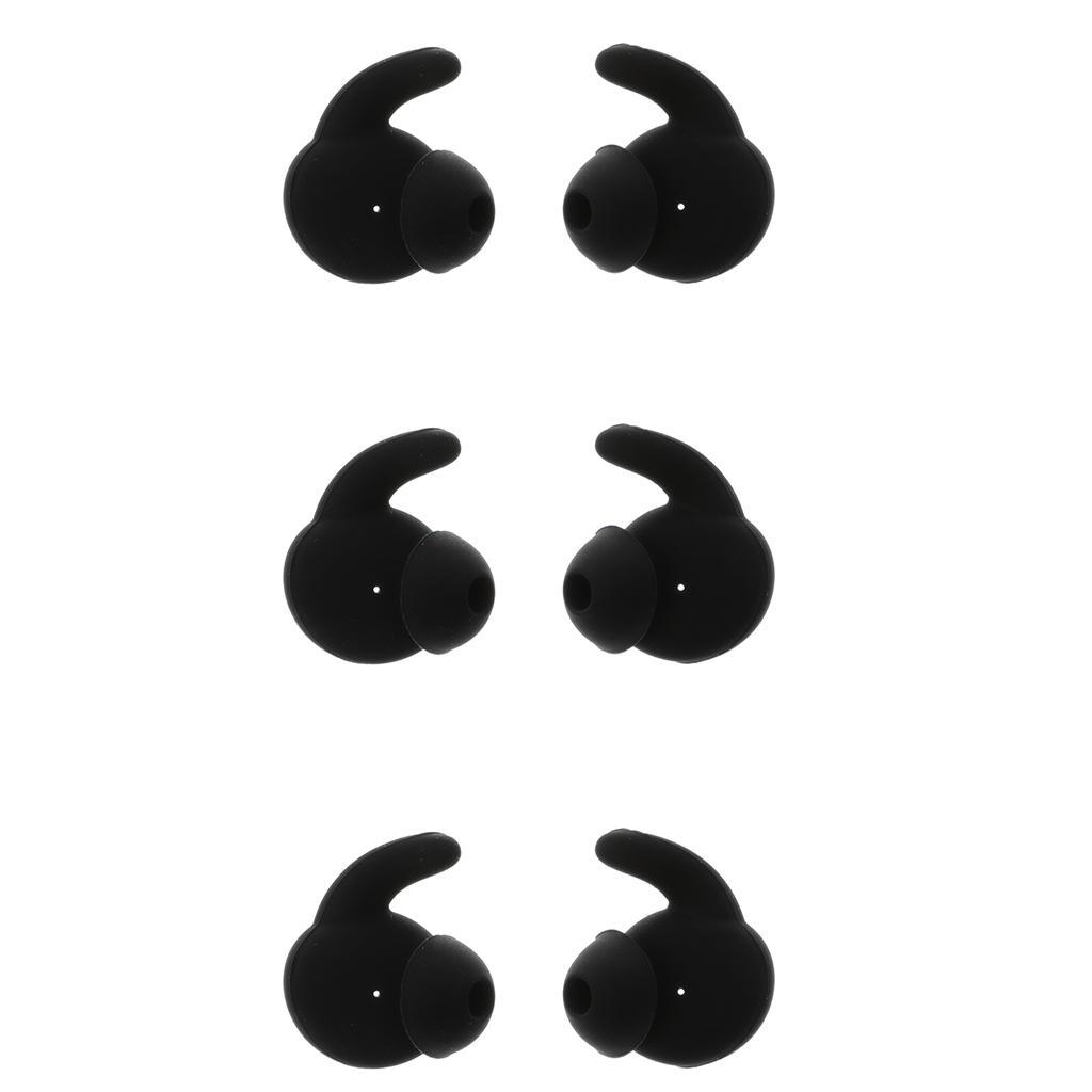 3 pair Silicone Replacement Ear Buds Tips - Black for Huawei Honor xSport AM61 Headset Noise Isolation Headphones Sport