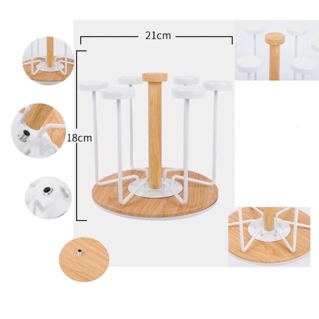 Giá úp cốc gỗ tròn sang chảnh