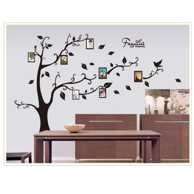 Decal trang trí tường - Cây Lớn Cong Khung Hình ĐEN 02