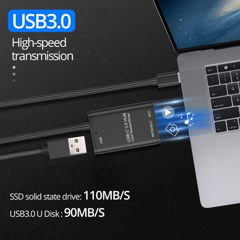 Đầu đọc thẻ nhớ FONKEN tốc độ cao 3 trong 1 Type-C sang USB C 3.0 thích hợp cho Macbook Pro/ Air iPad Pro