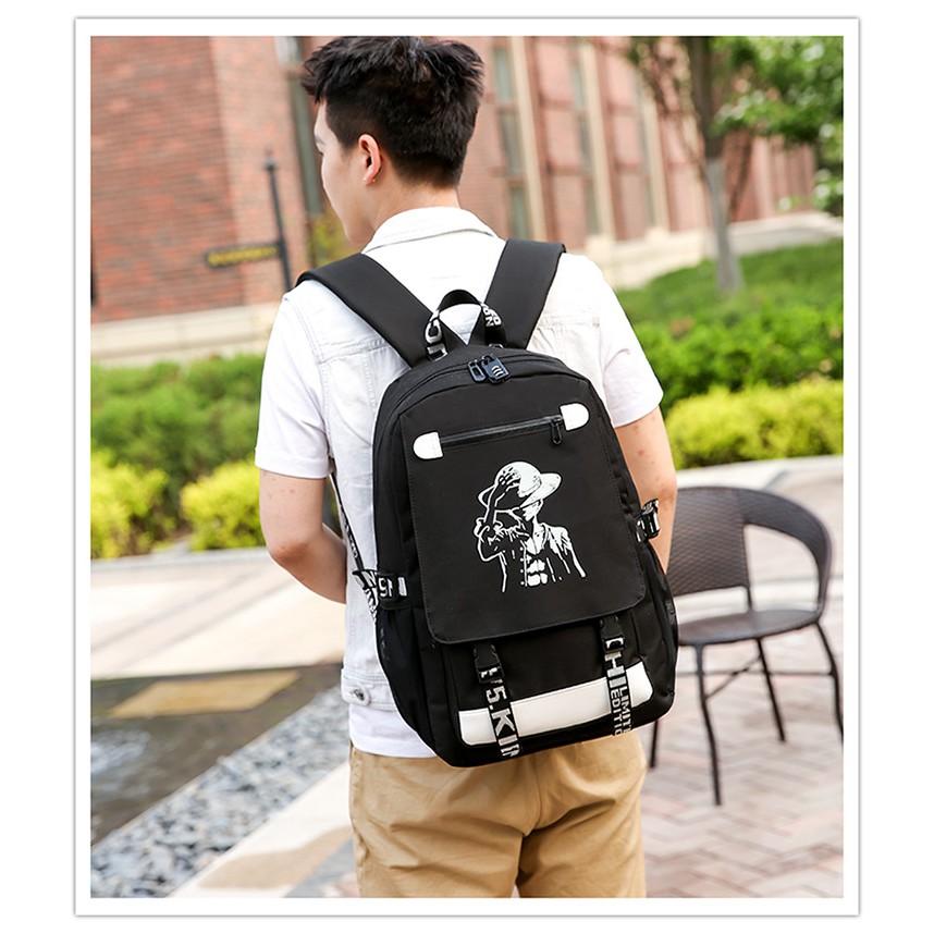 Balo nam nữ đi học thời trang dạ quang phát sáng tặng kèm khóa số chống trộm + Cáp sạc USB