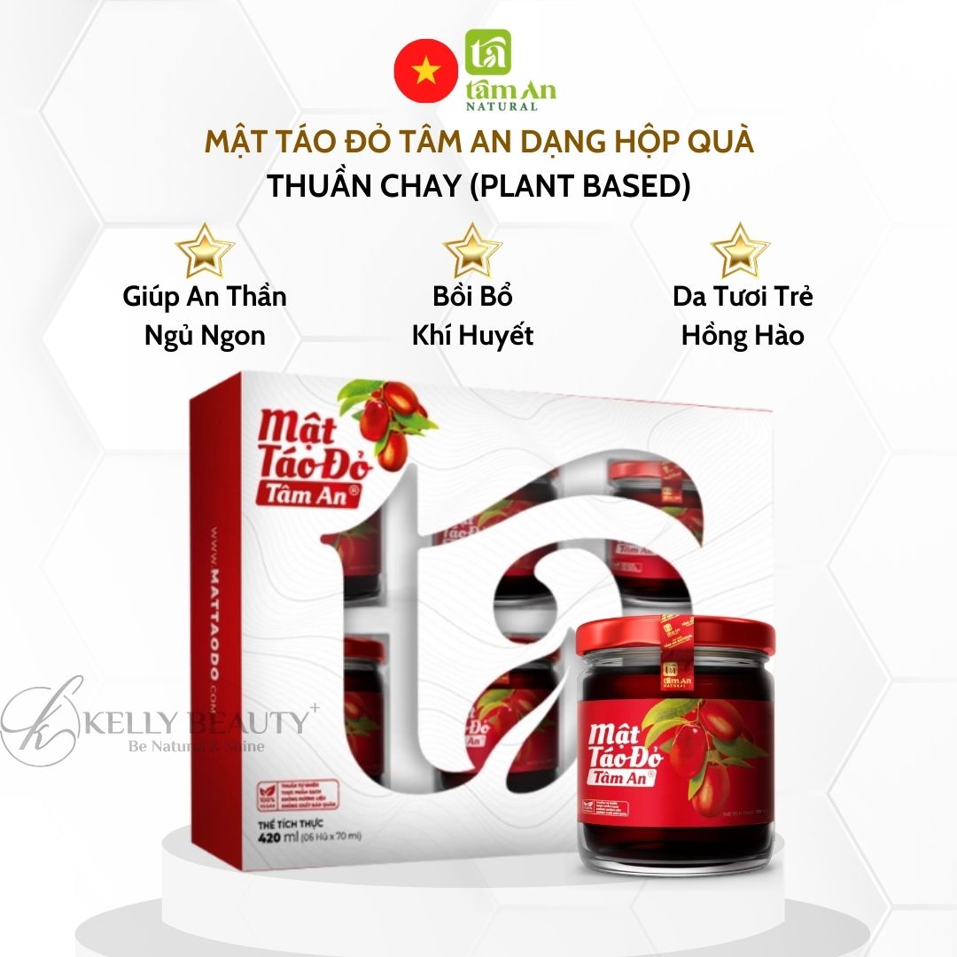 Mật Táo Đỏ Tâm An Thuần Chay - Bồi Bổ Khí Huyết, Da Tươi Trẻ Hồng Hào; Ngủ Ngon | Kelly Beauty