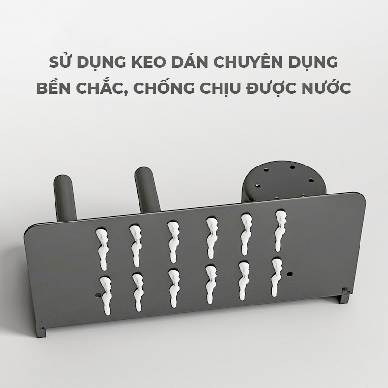 Giá treo máy sấy tóc nhôm chống gỉ dán tường hoặc khoan VANDO kèm ống đựng lược, máy cạo râu tiện lợi - keo dán và đinh ốc