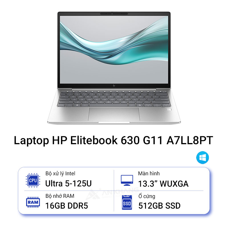 Laptop HP EliteBook 630 G11 A7LL8PT (Ultra 5 125U/ 16GB/ 512GB SSD/ 13.3 inch WUXGA/ Win11/ Silver/ Vỏ nhôm) - HÀNG CHÍNH HÃNG