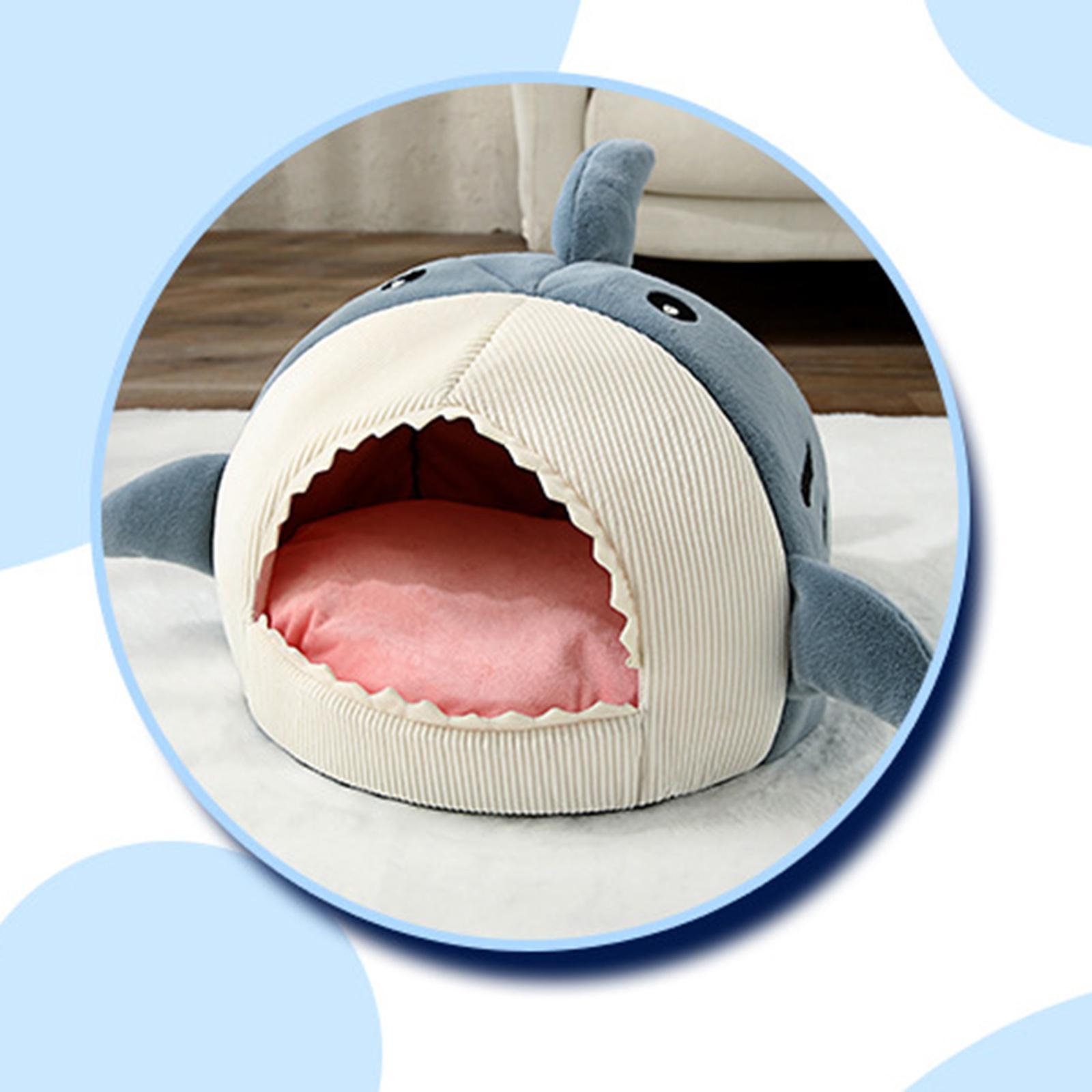 Cozy Pet Bed Warm Cave Nest Sleeping Bed Shark Shape Puppy House for Cats and Small Dogs