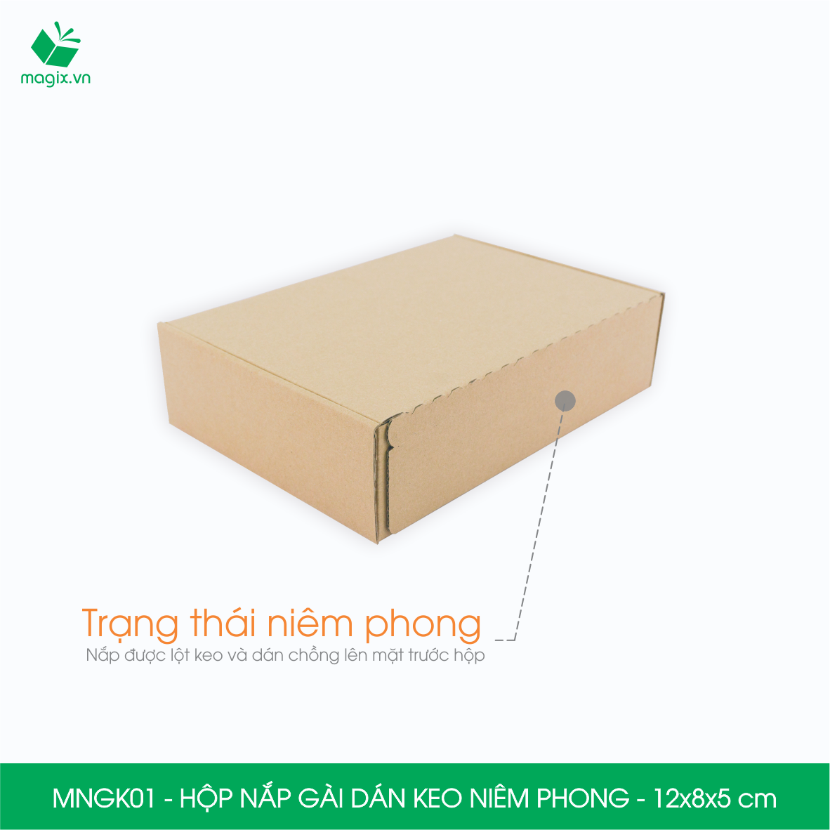 MNGK01 - 12x8x5 cm - COMBO 20 HỘP CARTON NẮP GÀI HÔNG CÓ KEO NIÊM PHONG - THÙNG HỘP CARTON ĐÓNG  HÀNG