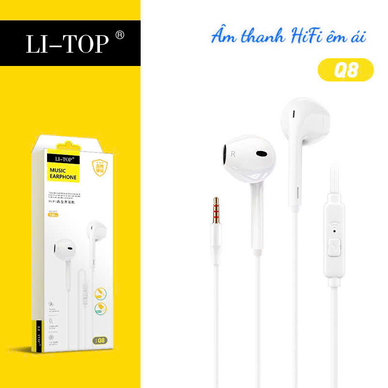 Tai nghe Rio Tinto Lip-Top Q8 check QR tra chính hãng, có Micro và nút nhận cuộc gọi, Hàng Chính Hãng bảo hành 1 năm