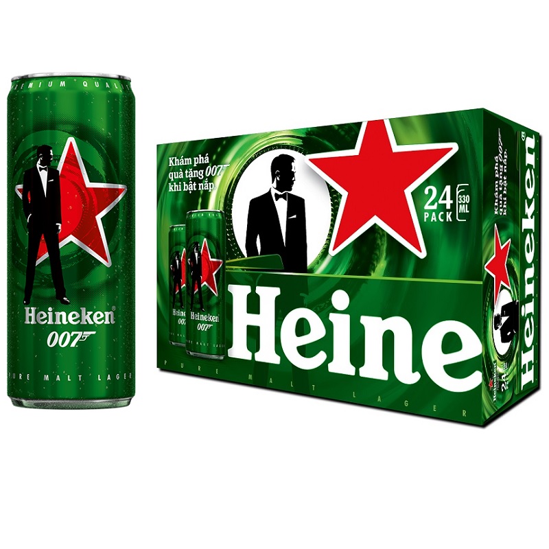 Hình ảnh Thùng 24 Lon Bia Heineken Sleek James Bond Bản Giới Hạn Bật Nắp Trúng Vàng 330ml Hình ảnh Thùng 24 Lon Bia Heineken Sleek James Bond Bản Giới Hạn Bật Nắp Trúng Vàng 330ml