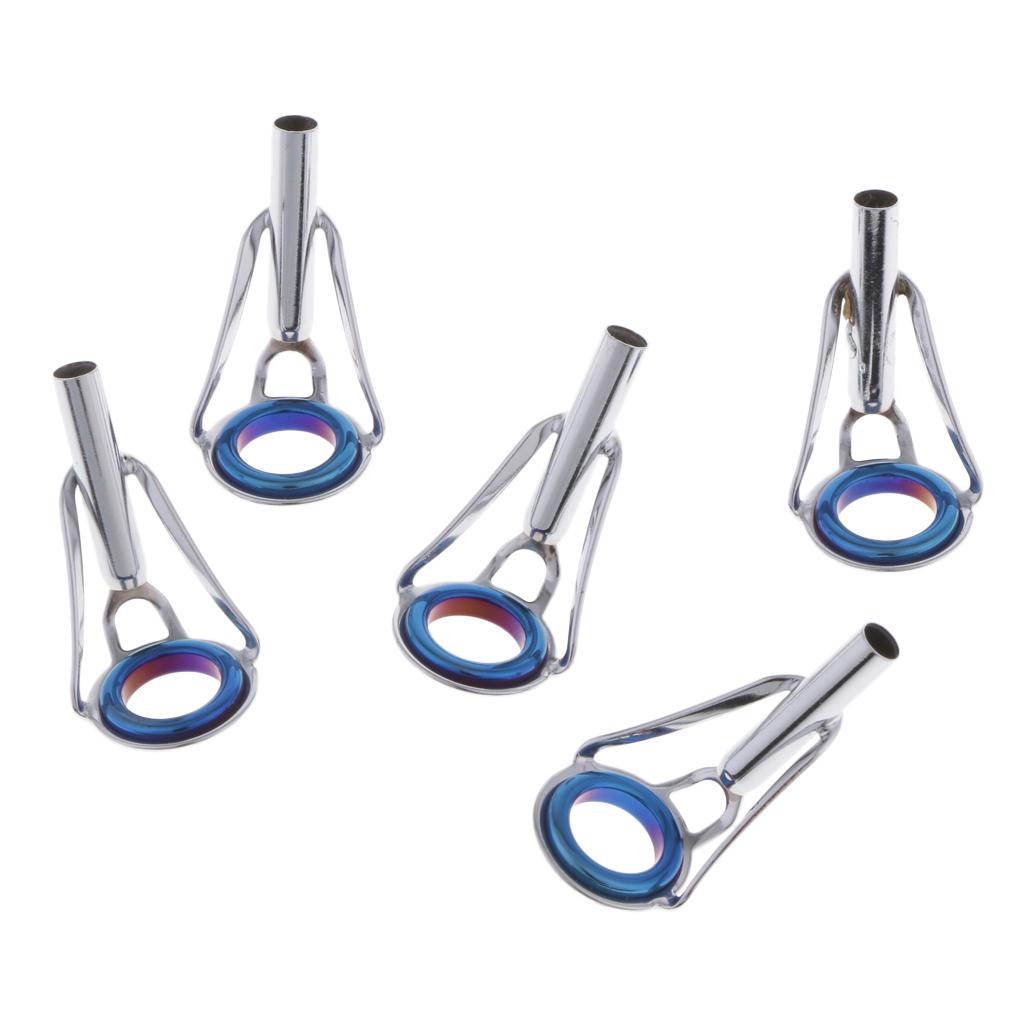 5pcs Fishing Rod Guides Tip Tops Repair Kit Spinning Casting Rod Tip Ring