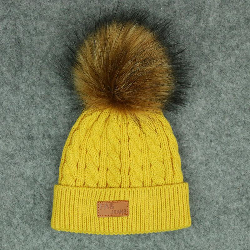 2018 Mới Thời Trang Trẻ Em Mùa Đông Nón Cho Bé Trẻ Em Gái Chắc Chắn Dệt Kim Beanies Mũ Lưỡi Trai Bóng Tóc Dày Dặn Cho Bé Bé Trai Bé Gái Mùa Đông mũ Ấm Áp