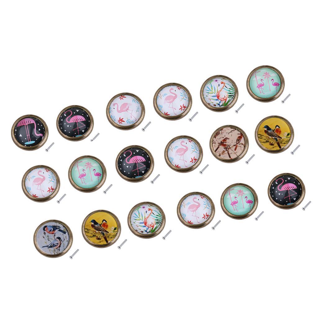 Pack of 2, Flamingo Drawer Knob Pull Handle 35mm Circle Cabinet Handle with