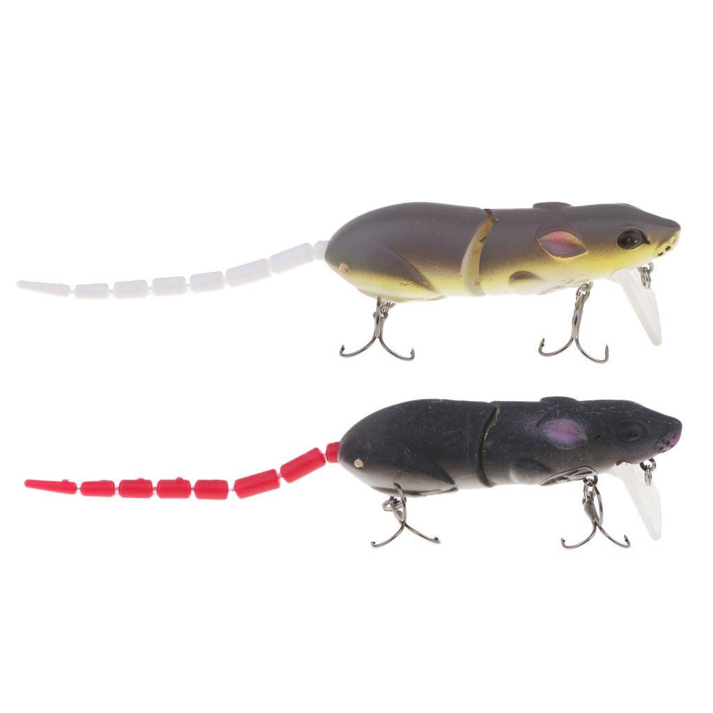 2pcs Multi-joint Tail Mice Rat Lures Topwater Fishing Lures Soft Bass Baits