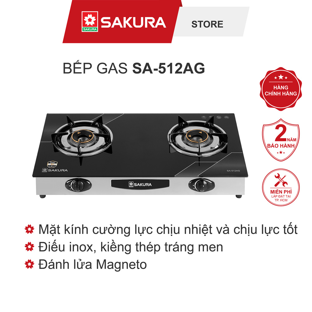 Bếp Gas Dương Mặt Kính SAKURA SA-512AG - Hàng Chính Hãng