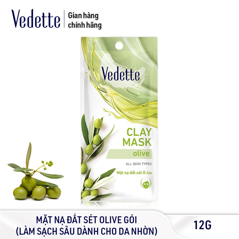 Combo 12 Mặt Nạ Đất Sét Làm Sạch Sâu Vedette ( Rosa, Mud, Cocoa, Pearl, Aloe Vera, Olive)