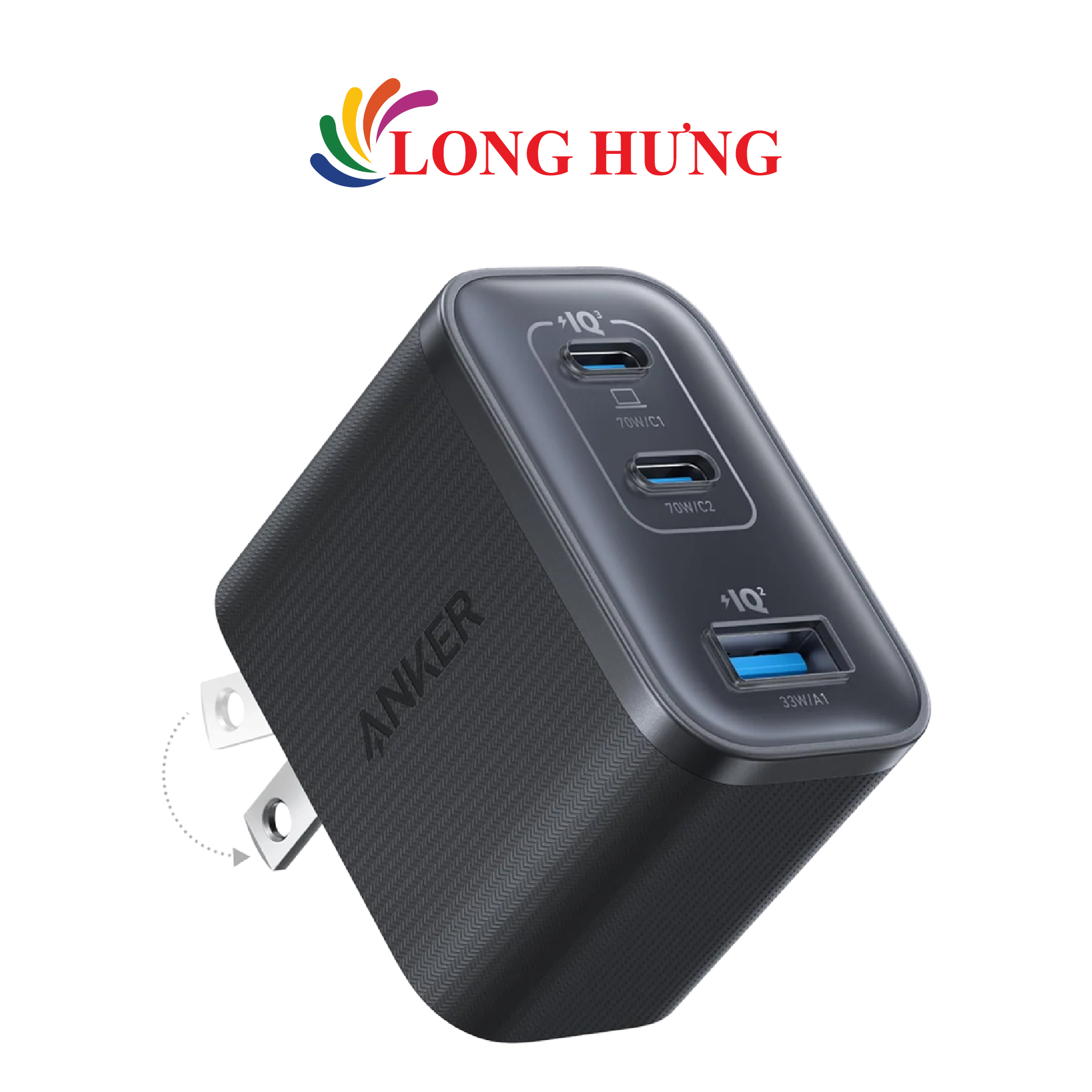 Cốc sạc Anker Nano Compact Dual-Mode Fast Charging 1USB 2Type-C 70W A121A - Hàng chính hãng