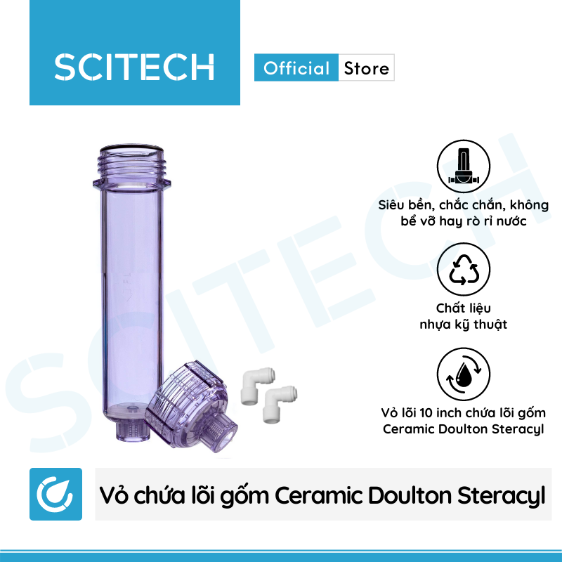 Vỏ lõi gốm Ceramic Doulton Steracyl 10 inch kèm 2 co nối - Hàng chính hãng