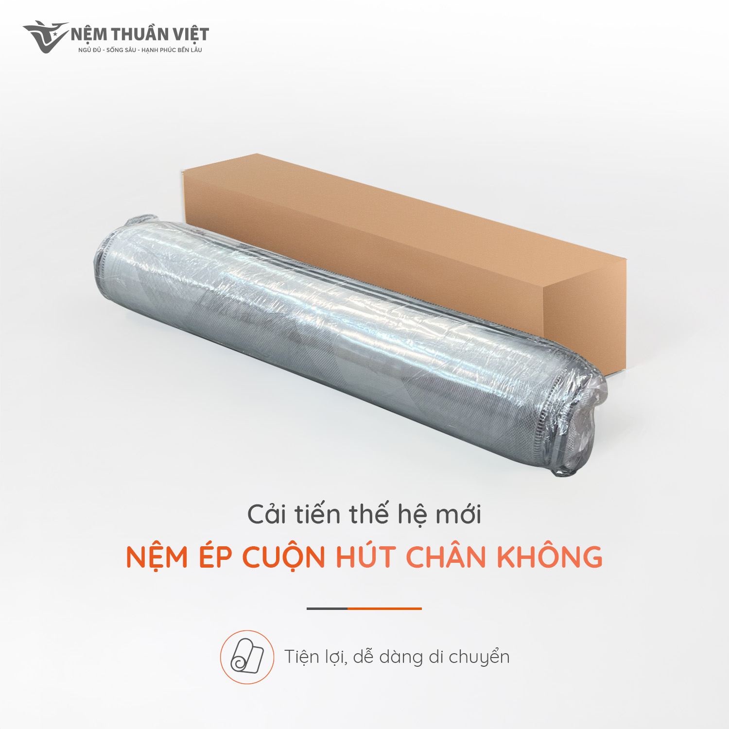 Nệm Lò Xo Thuần Việt Elite 22cm - Túi Lò Xo Độc Lập Giảm Tiếng Ồn, Gấp 3 Êm Ái &amp; Thoáng Khí - Cuộn Hút Chân Không Tiện Lợi, Dễ Dàng Vận Chuyển