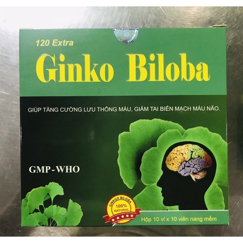 Viên uống Ginkgo Biloba 120mg Vinapharco , hộp 100v, tăng cường tuần hoàn não