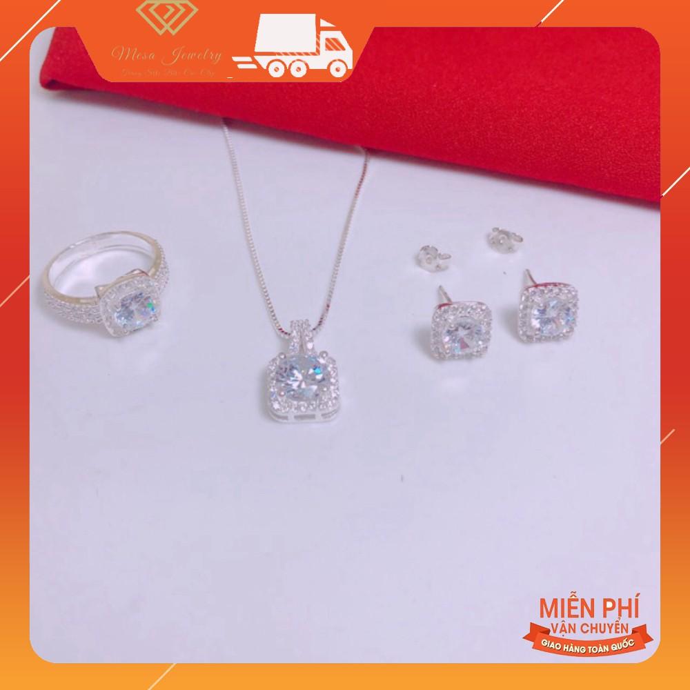 BỘ TRANG SỨC NỮ BẠC TA - BỘ ĐÁ VUÔNG
