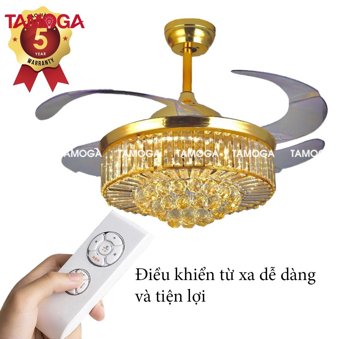 Đèn quạt trần 8018 TAMOGA FIOLA Cánh cụp Cánh xòe Động cơ 6 số + Tặng kèm Điều khiển từ xa