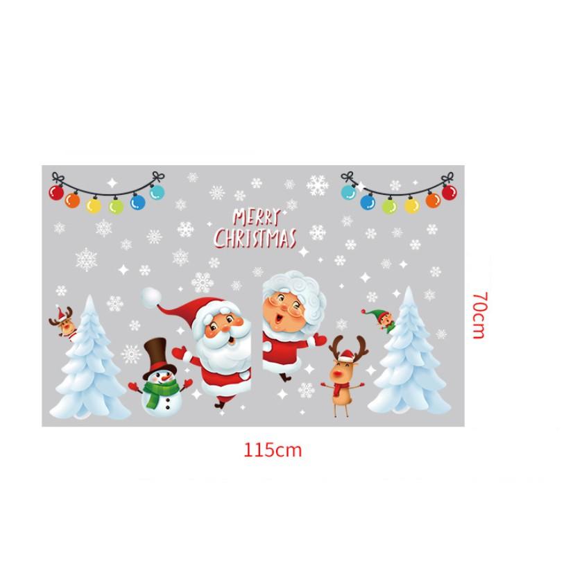 Decal trang trí Tường Noel - Ông Bà già Thông trắng đón lễ