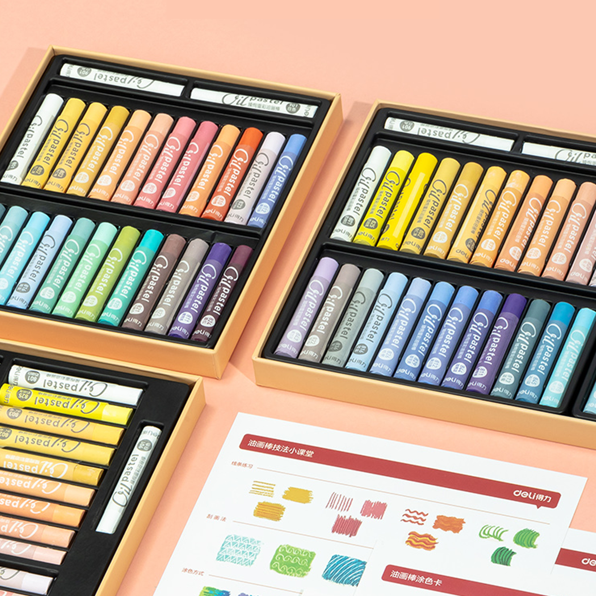 Bút Sáp Dầu Chuyên Nghiệp Soft Oil Pastels Đắp Tranh Nổi Vẽ Tranh Tô Màu Học Sinh Deli - Màu Hạng Hoạ Sĩ - Đính Kèm Nhiều Màu Trắng Nhiều Bảng Màu Đa Dạng Pastel