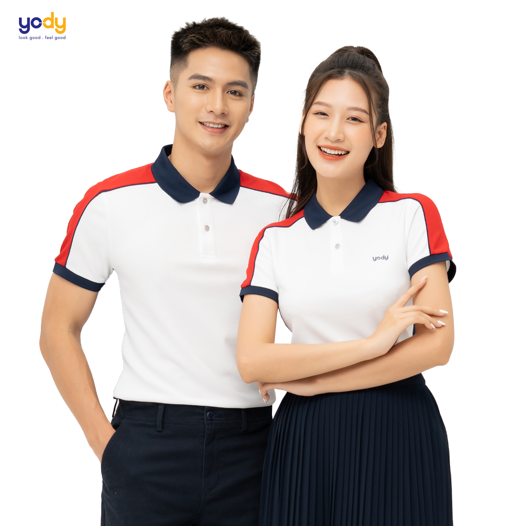 Áo polo nam YODY vải cafe tổ ong phối màu, chống tia UV, thấm hút mồ hôi APM5413
