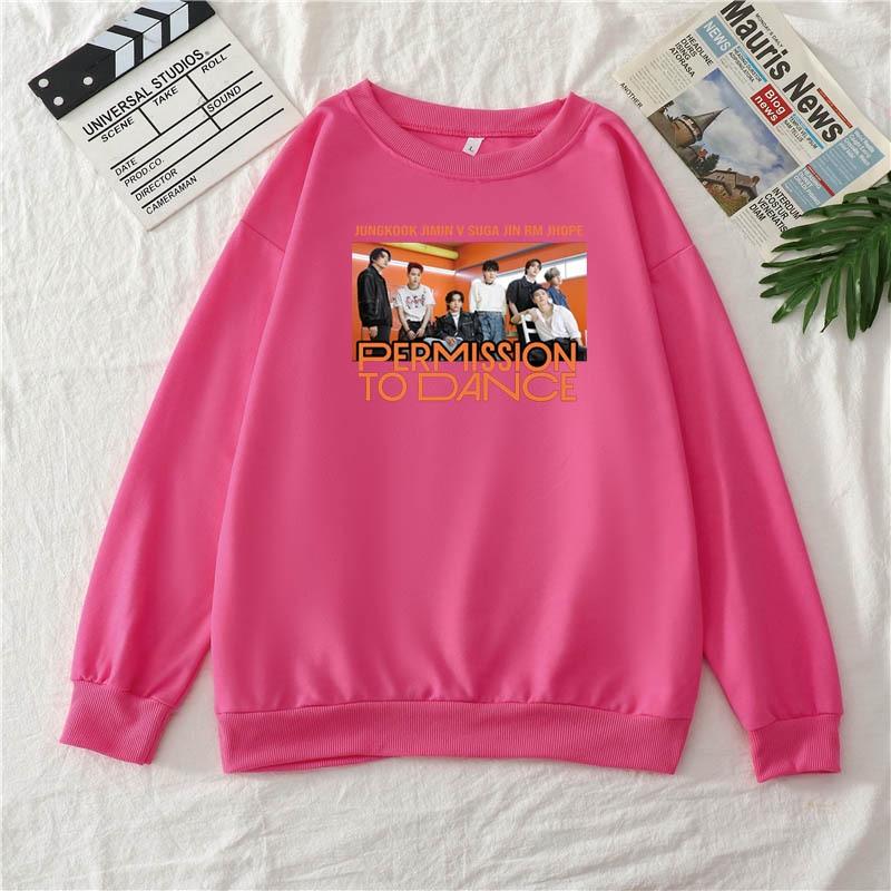 2022 ใหม่เสื้อกันหนาว KPOP BTS Permission to Dance เดียวกันเสื้อผ้าฝ้าย Plus ขแฟชั่นคู่ streetwear ลำลองแขนยาว