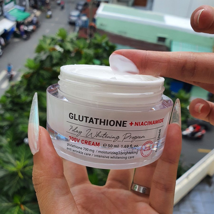 Kem dưỡng giảm nám truyền trắng Angel's Liquid Glutathione Plus Niacinamide 700 V Cream 50ml +Tặng kèm 1 băng đô tai mèo