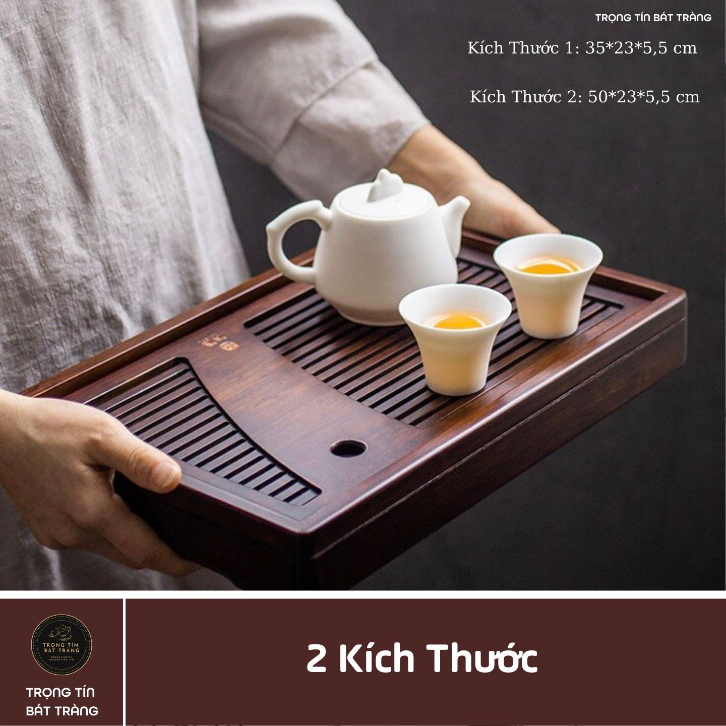 "KT 03 Khay Trà Tre Cao Cấp Chữ Nhật Nhỏ