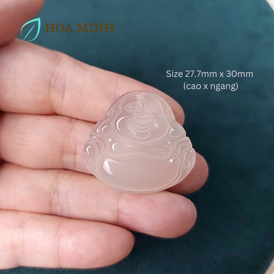 Mặt dây chuyền kiểu ngài Di Lặc đá Mã Não A size 27x30mm hoan hỉ phong thuỷ tài lộc