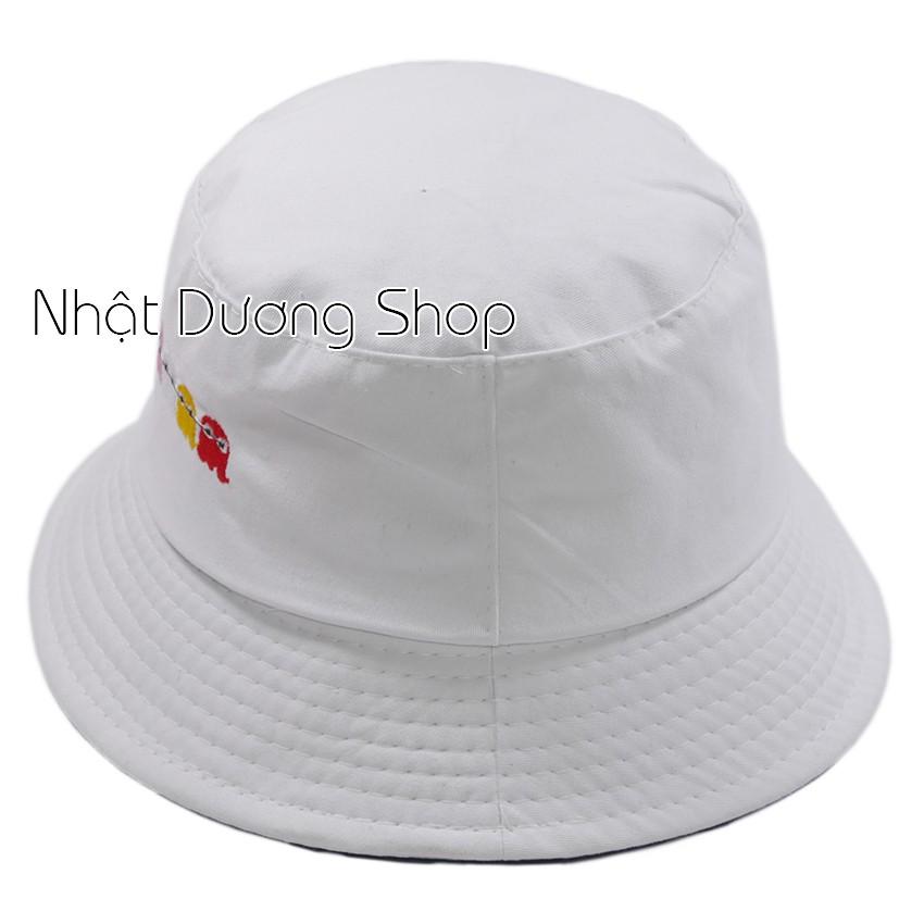 Mũ tai bèo bucket bạch tuộc - Trắng chất liệu Cotton thoáng mát và phù hợp với su thế giới trẻ