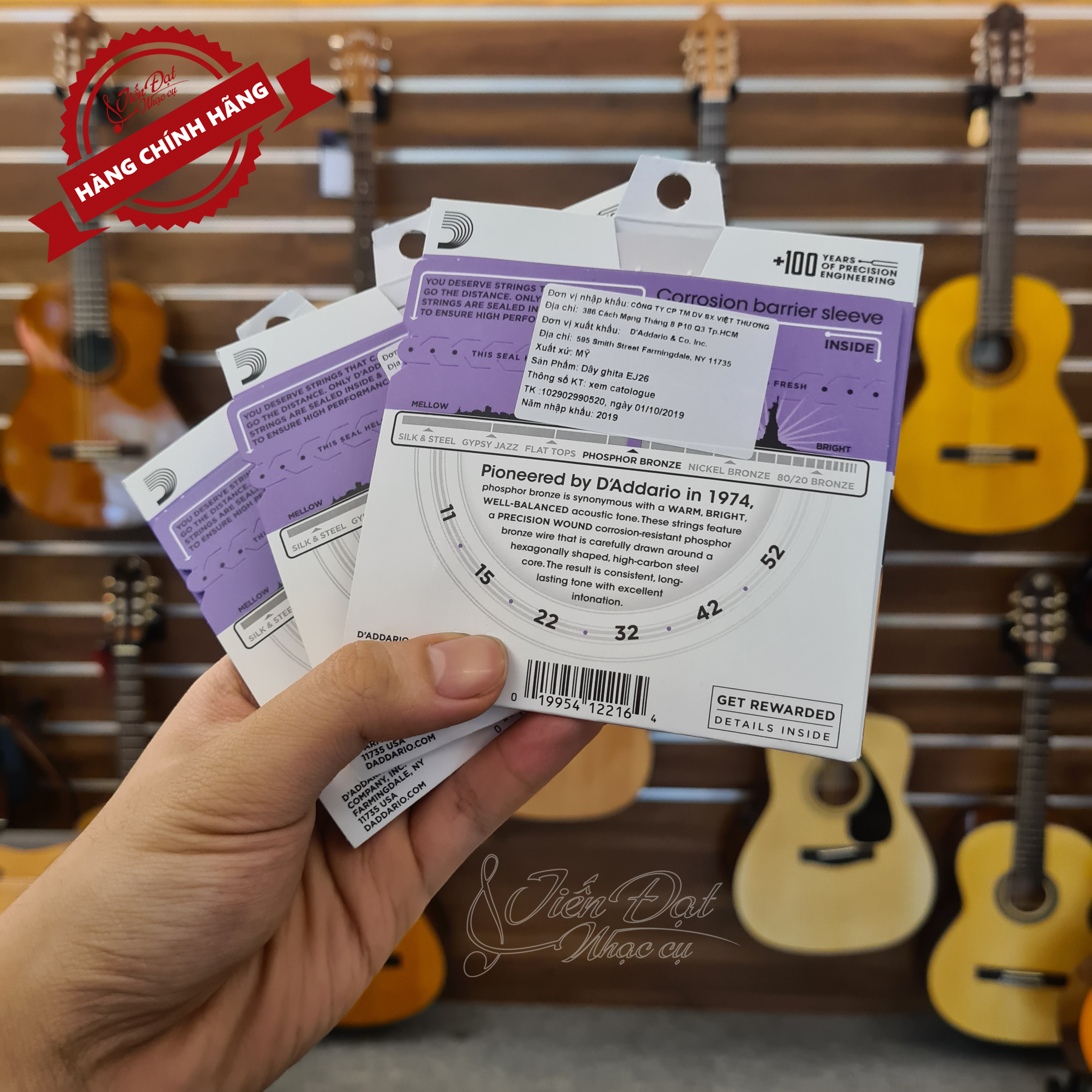 Bộ Dây Đàn Guitar Chính Hãng Acoustic D'Addario EJ13, EJ26, ULTRAPACK EZ910+EJ26