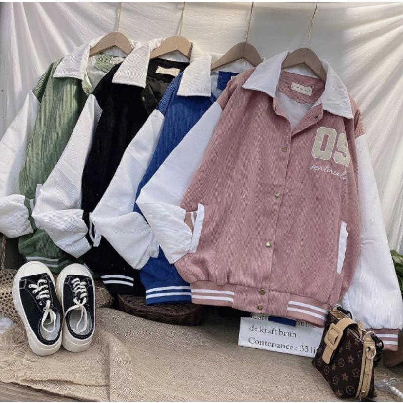 Áo Khoác Nhung Nữ Cổ Bẻ 2 Lớp Lót Dù Logo Thêu Số 09 Kiểu BOMBER Độc Lạ Hot Trend Mới