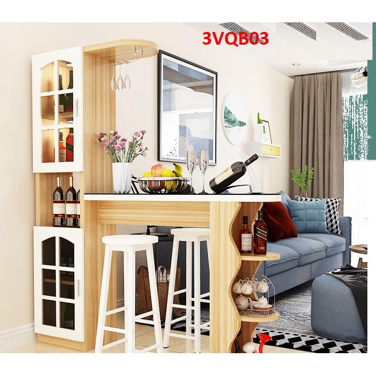 Quầy bar mini, quầy bar kiêm vách ngăn phòng khách nhà bếp 3VQB03