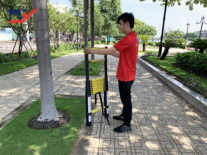 Thang nhôm rút đơn sơn tĩnh điện DIY TL-I-38B chiều cao sử dụng tối đa 3.8M, tải trọng 150kg