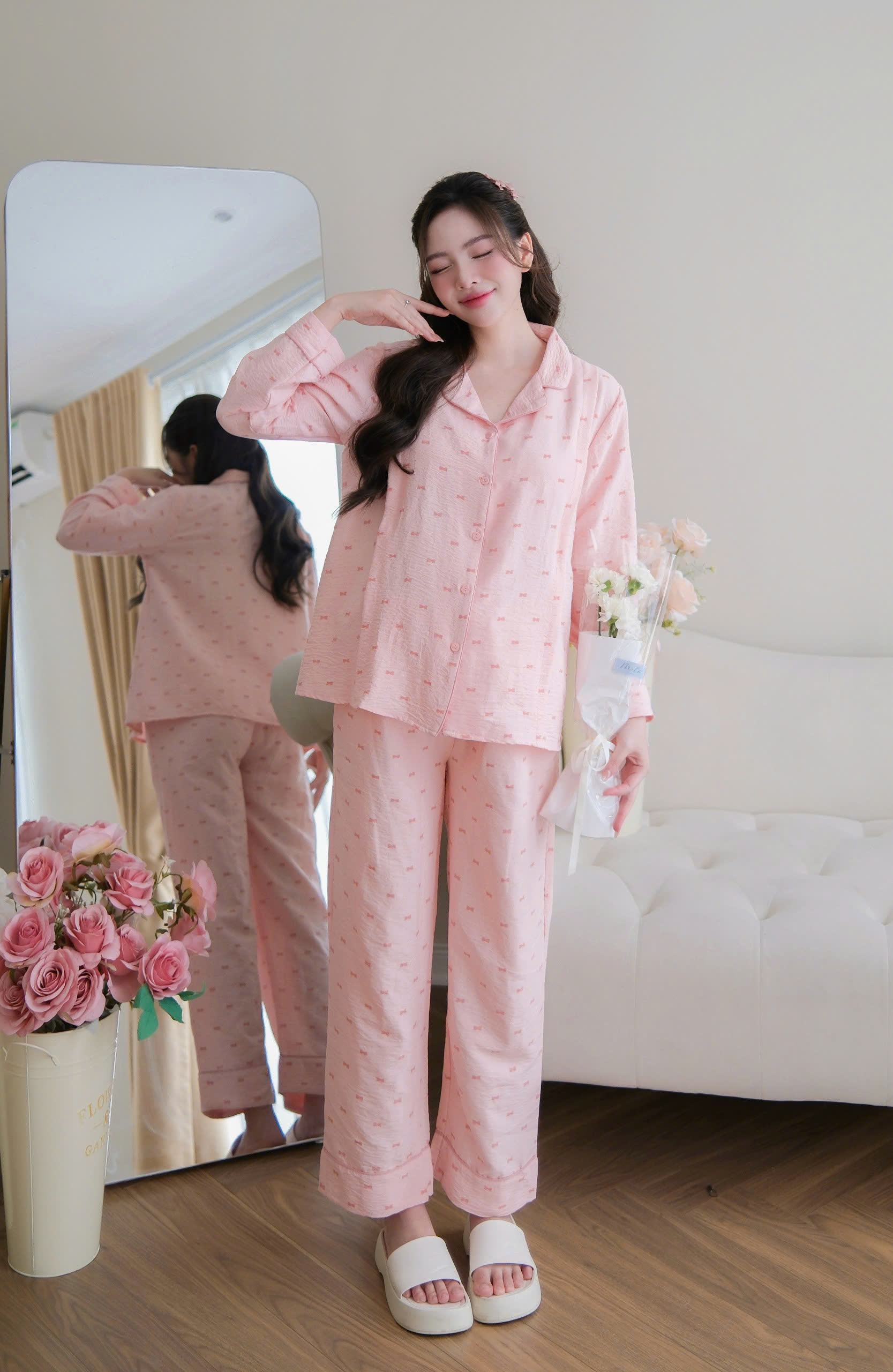 Bộ bầu mặc nhà và sau sinh đũi cao cấp mềm nhẹ mát áo có khóa dọc bé ti và quần chun chỉnh bụng