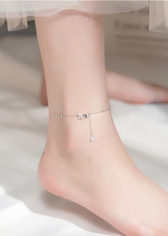 Lắc Chân Bạc Nữ cao cấp hình bướm dễ thương LCBN219 + Tặng hộp đựng lắc + Tặng khăn lau bạc