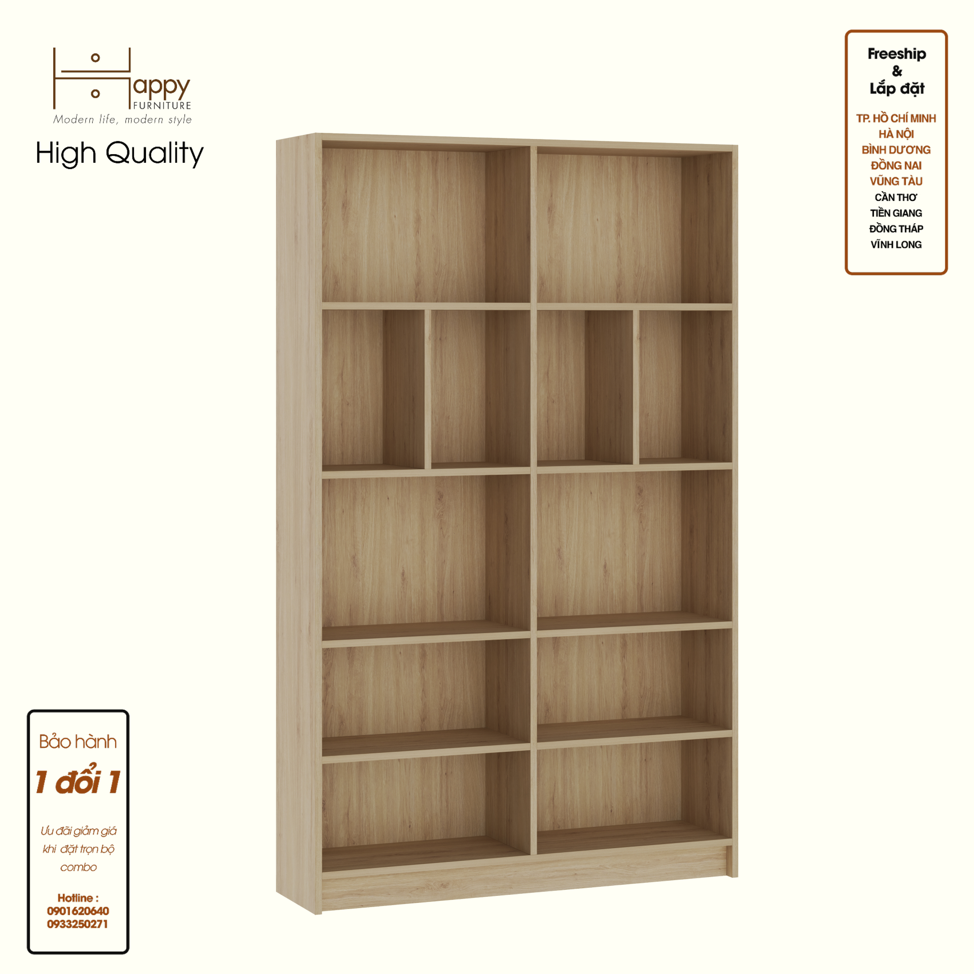 HAPPY FURNITURE , Kệ sách nhiều ngăn - CATY, KSA_086 , 110cm x 28cm x 180cm DxRxC