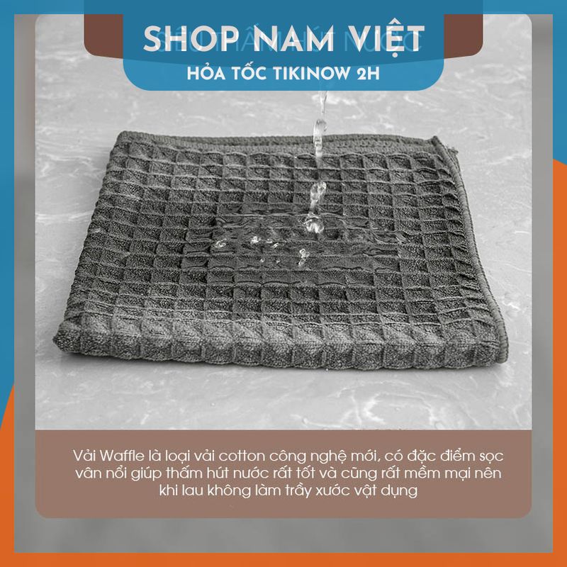 Khăn Vải Cotton Waffle Lau Bếp, Máy Pha Cà Phê, Vật Dụng Quý
