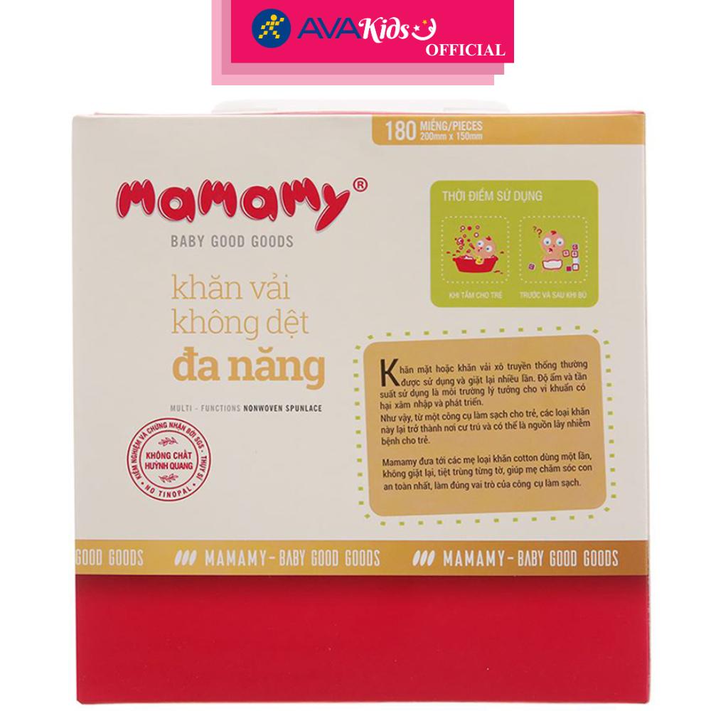 Hộp 180 tờ khăn vải em bé không dệt Mamamy không mùi -  Hàng Chính Hãng
