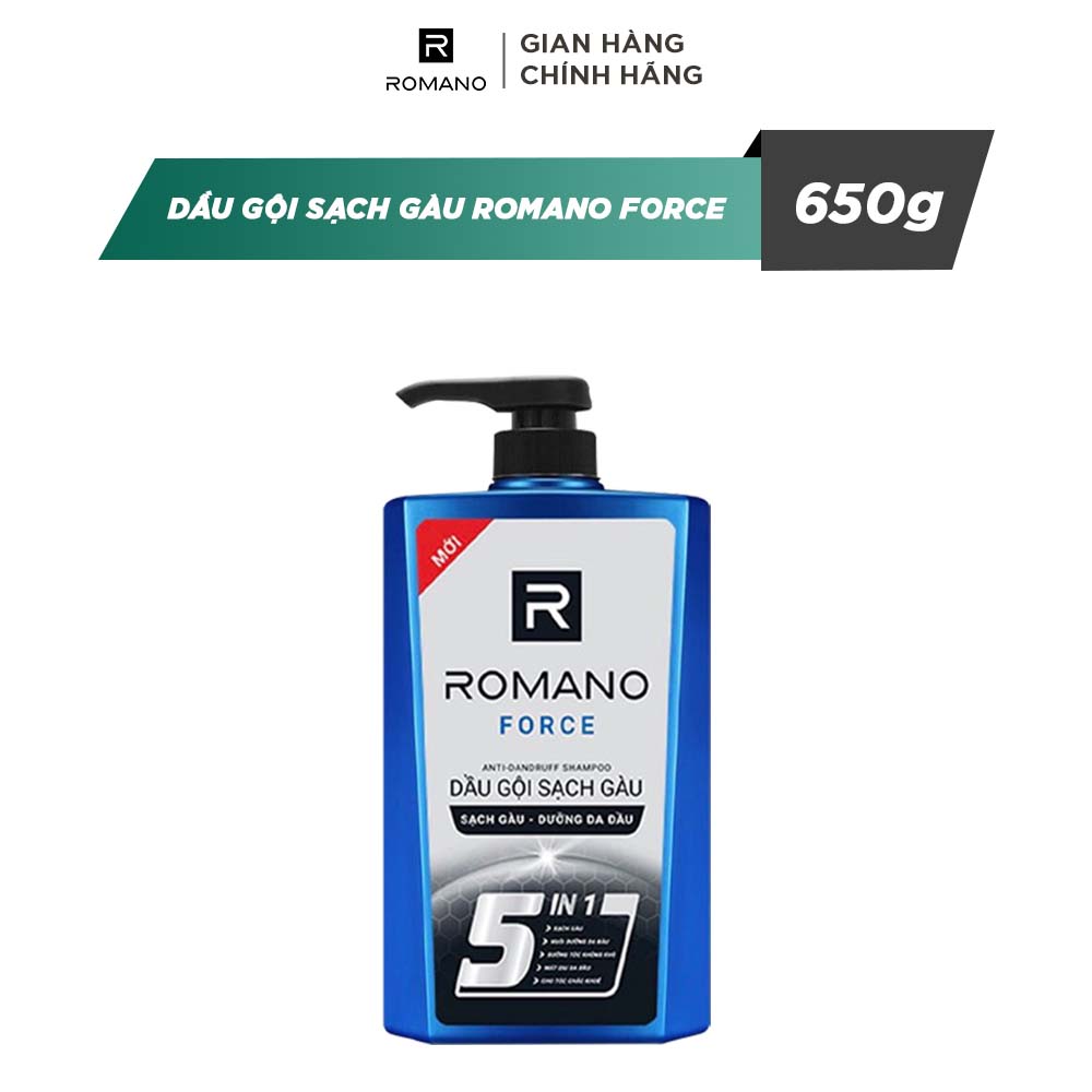 Dầu gội sạch gàu Romano Force loại bỏ & ngăn gàu trở lại 650g