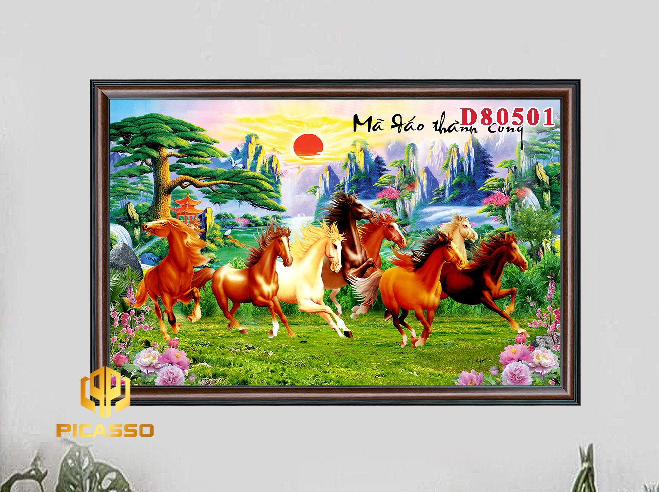D805 32 Tranh kính cường lực Bát mã tung hoành